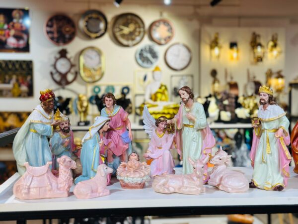 MC1 Nativity Christmas Crib Set – Complete Baby Jesus Manger Scene with Holy Family, Shepherds, Wise Men & Animals B 1| 10 Inch