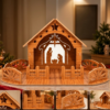 Wooden Christmas Crib – Laser-Cut Nativity Scene with Decorative Fence