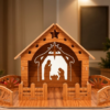 Wooden Christmas Crib – Laser-Cut Nativity Scene with Decorative Fence