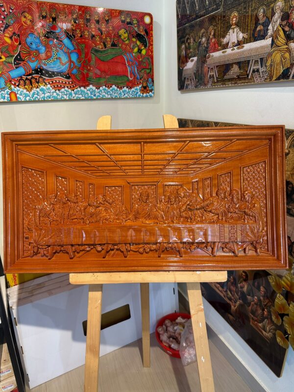 sq1 Last Supper Premium Wooden Wall Carving – Jesus Christ and the Twelve Apostles | 3 FT
