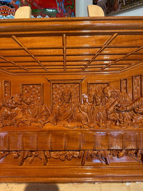 sq2 Last Supper Premium Wooden Wall Carving – Jesus Christ and the Twelve Apostles | 3 FT