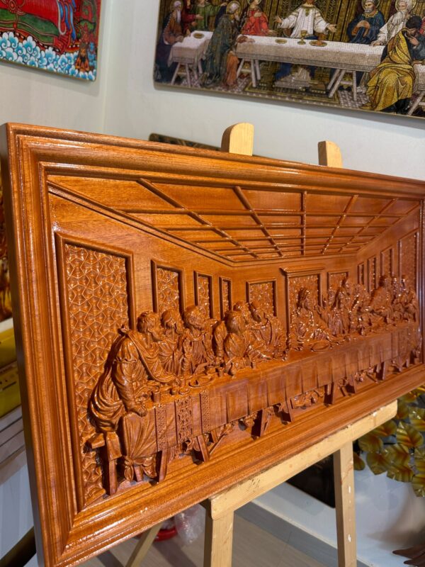 sq4 Last Supper Premium Wooden Wall Carving – Jesus Christ and the Twelve Apostles | 3 FT